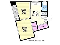 オカダビル 2DKの間取図画像