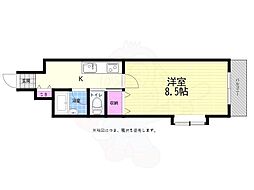 コスモ平和大通 1Kの間取図画像