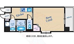 グラビスコート十日市 1Kの間取図画像