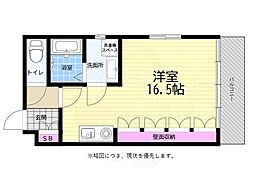 テスラービル ワンルームの間取図画像