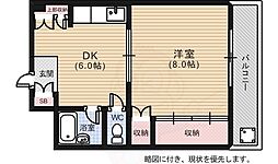 ピースパーク本川 1DKの間取図画像