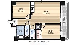 松田ハイツ八丁堀団地 2LDKの間取図画像