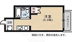 楠木サンバレー ワンルームの間取図画像