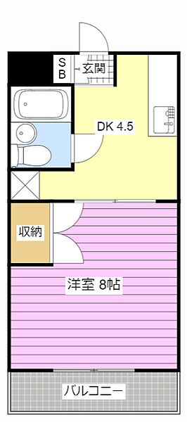 サンハイツK＆K　I 203｜静岡県浜松市中央区飯田町(賃貸マンション1DK・2階・25.90㎡)の写真 その2