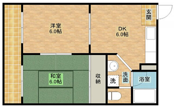 ジュリエンスII 205｜静岡県浜松市中央区渡瀬町(賃貸アパート2DK・2階・40.33㎡)の写真 その2