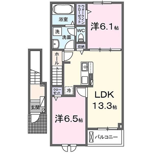 グランガーデンファイン 202｜静岡県磐田市西貝塚(賃貸アパート2LDK・2階・59.58㎡)の写真 その2