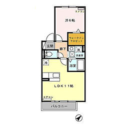 リビングタウン浅羽 1LDKの間取図画像