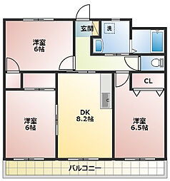 メゾンアルウェット1 3DKの間取図画像