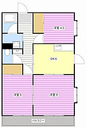 アクスレイB 3DKの間取図画像