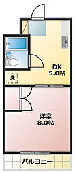 スカイコート三門 1DKの間取図画像
