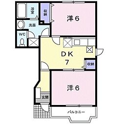 カーサ・プラテリーアC 2DKの間取図画像