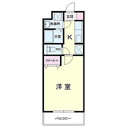 シャルミー 1Kの間取図画像