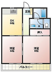 マンションロジュマン2 2DKの間取図画像