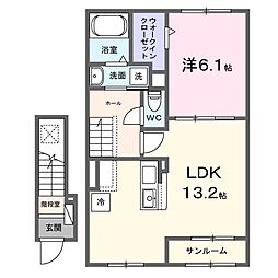 ヒカルサ磐田国府台 1LDKの間取図画像