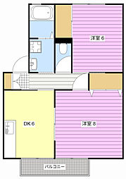 スカイハイツE 2DKの間取図画像
