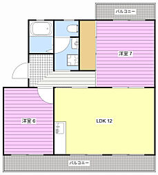 アルテハイムK 2LDKの間取図画像