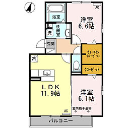ロゼ 2LDKの間取図画像