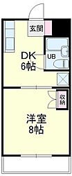 マンション富士見台 1DKの間取図画像