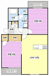 フェニックス2 2LDKの間取図画像