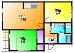 マンションフロイデ 2LDKの間取図画像