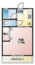 コーポ十字路 1Kの間取図画像