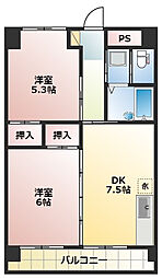 Vタウン 2DKの間取図画像