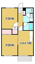 コーポ下石田1 2DKの間取図画像