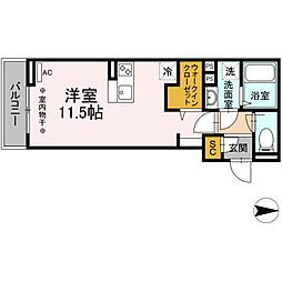ボンヌ・シャンスB ワンルームの間取図画像