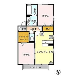 コーポベルーガC 2LDKの間取図画像
