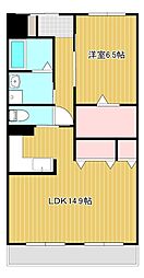 ココモ岡田マンション 1LDKの間取図画像