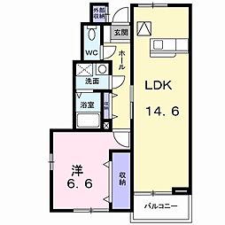 JR大糸線 北松本駅 徒歩32分の賃貸アパート 1階1LDKの間取り