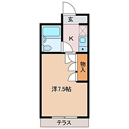 ドエール筑摩 1Kの間取図画像