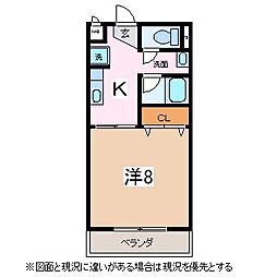 サープラスワン西中田 1Kの間取図画像