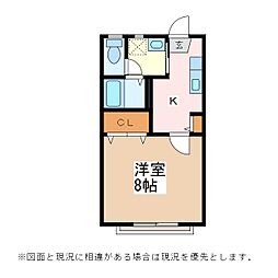 ディアス雅 1Kの間取図画像
