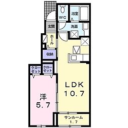 ララメゾン上二子 1LDKの間取図画像