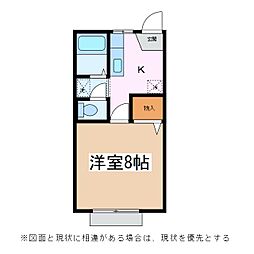 フレグランスウェストA 1Kの間取図画像