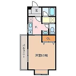 アルプスコーポ 1Kの間取図画像