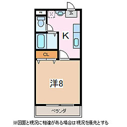 ビューテラス21C 1Kの間取図画像