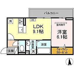 NEXUS D-ROOM笹部II 1LDKの間取図画像