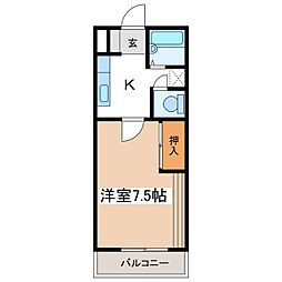 プレイン・レジデンス 1Kの間取図画像