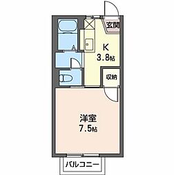 フレグランスパル 1Kの間取図画像