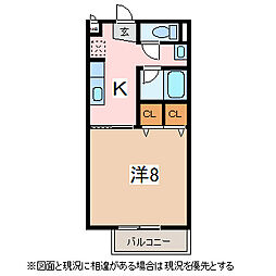 サープラスワンリラ2 1Kの間取図画像