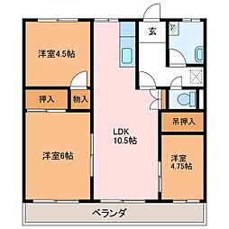 観光ハイツ 3LDKの間取図画像