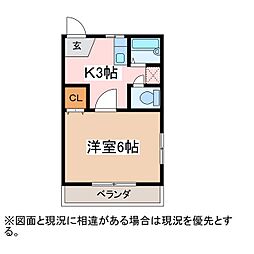 マロンコーポ 1Kの間取図画像
