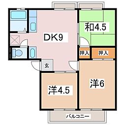 パナハイツ宮坂A 3DKの間取図画像