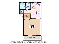 メイキッス開智 1Kの間取図画像