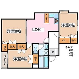 中村屋マンション 3LDKの間取図画像