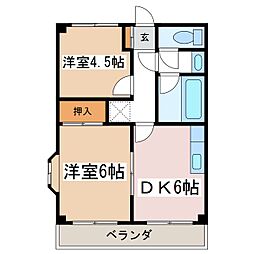 Limpia田川 2DKの間取図画像