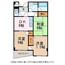 しるく・いち 3DKの間取図画像