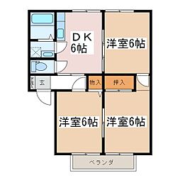 アーバンのぐちC 3DKの間取図画像